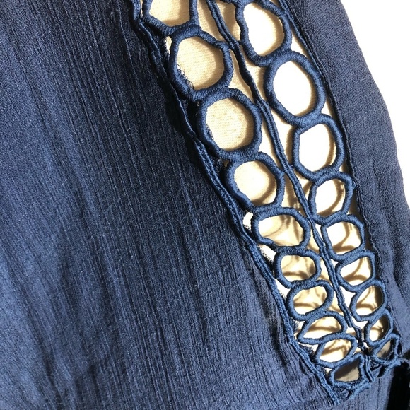 Vintage Y2K Cover Up Dress Crochet Deep V Neck Blue 3X - Picture 12 of 15